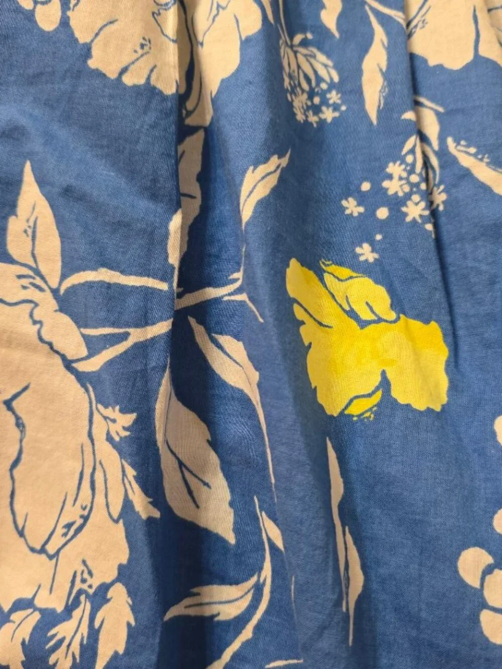 16 Old Navy Floral Knee Length Flare Lined Skirt 100% Cotton RoyalBlue WH Yellow